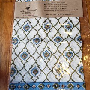 Saffron Marigold Handprinted Batik Cafe Curtain